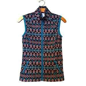 Ariat AriatTEK Cold Series Full Zip Fleece Vest XS Blue Ikat Aztec Southwestern